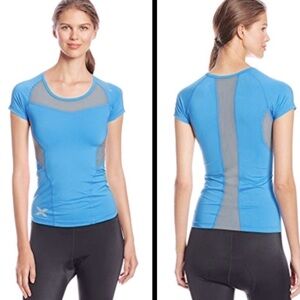 2XU Compression Short Sleeve Top Shirt Running Training Large Blue Gray